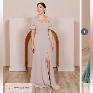 Revelry Pink Backless Gown with Puff Sleeves